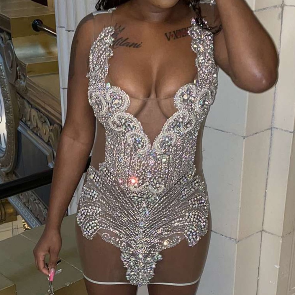 Custom rhinestone dress